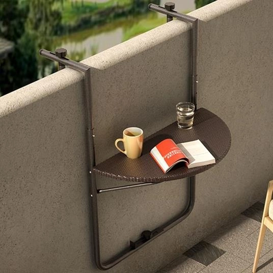 Sklopivi balkon stol zavješen za ogradu, smeđi