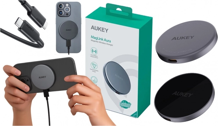 Magnetni bežični punjač AUKEY MagFusion 15W Qi2 (crna)