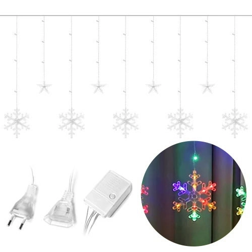Božićna LED svjetla pahuljice i zvijezde zavjesa 138LED