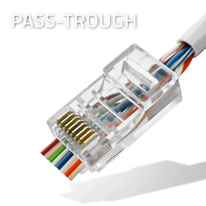Prolazni konektor RJ45 CAT5e UTP Pozlaćeni kontakti 100 komada