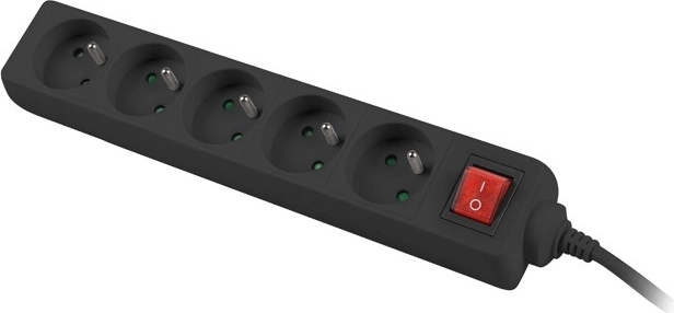 Produžni kabel 1,5 m crni s 5 utičnica i prekidačem