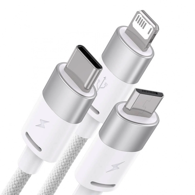 Kabel 3v1 USB Baseus serije StarSpeed, USB-C + micro + Lightning 3,5A, 1,2 m (bijeli)