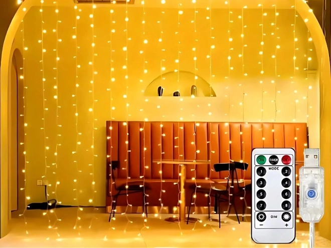 Božićne svjetlosne zavjese 300 LED toplo bijelo USB