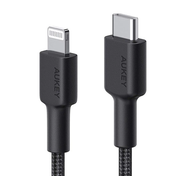Crni najlonski kabel Lightning-USB C 2m
