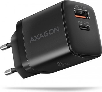 mrežni punjač 20 W s USB‑C PD i USB‑A QC crni