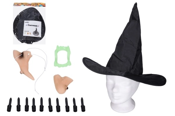 Set karneval - vještica (nos, brada, prsti, šešir i zubi)