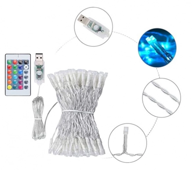 LED šareni zastor s lampionima - 3 m, 200 LED