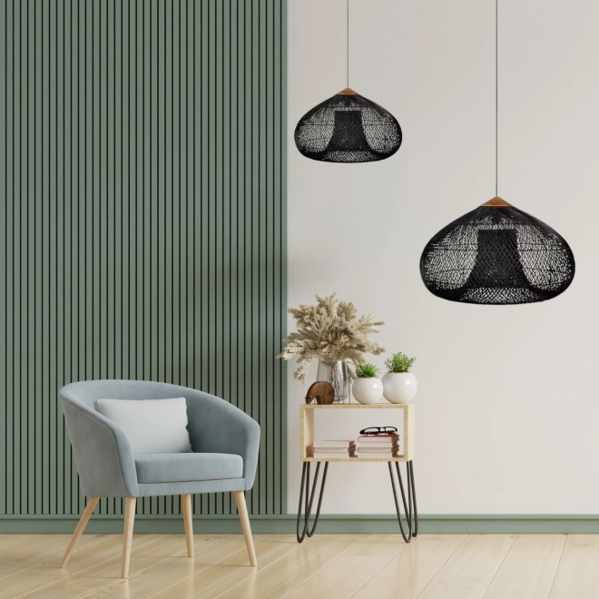 Stropna viseća lampa od prirodnog ratana - 40 cm - crna