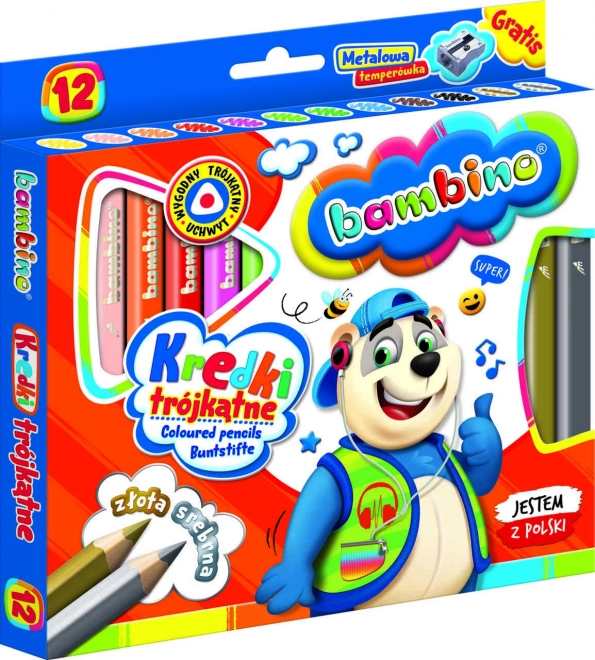 Trokutaste bojice s šiljilom Bambino - 12 komada