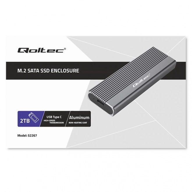Aluminijski poklopac za disk M.2 SSD SATA NGFF USB-C 2TB Sivi