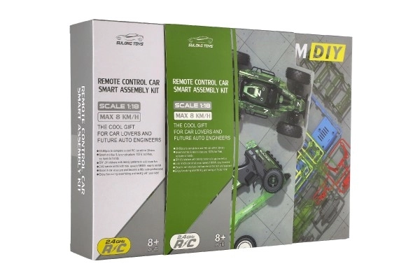 Auto RC buggy plast 22cm komplet za izgradnju 24MHz na baterije zelene u kutiji 34x25x7cm