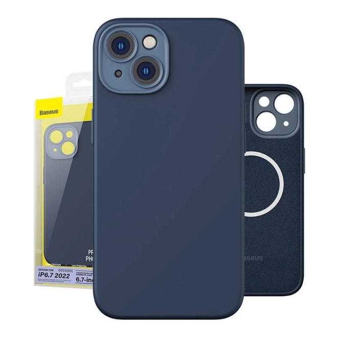 Magnetni futrola i set kaljenog stakla za iPhone 14 Plus - Baseus Liquid Silica plava