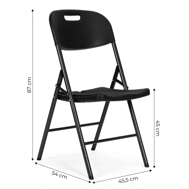 Set 2 sklopivih stolica ModernHome, metalna konstrukcija, HDPE, crna