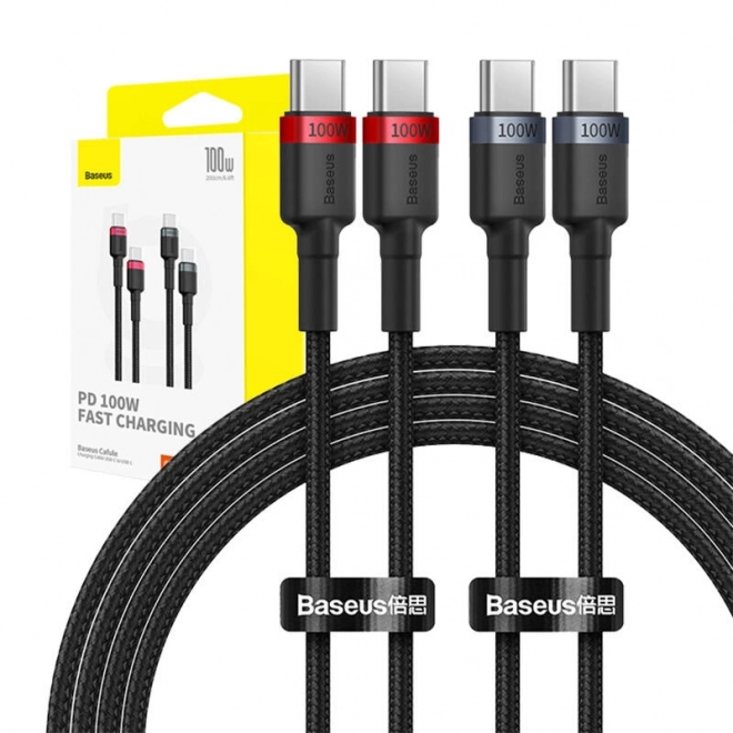 Kabel Baseus Cafule USB-C na USB-C 100W,2m, 2ks (crveno-crni, sivo-crni).