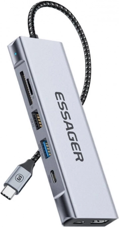 Siva dokovna stanica Essager s HDMI i 2x USB-A