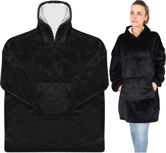 Prekrivač hoodie oversize, crna