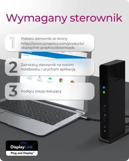 Stolna priključna stanica Icy Box DisplayLink