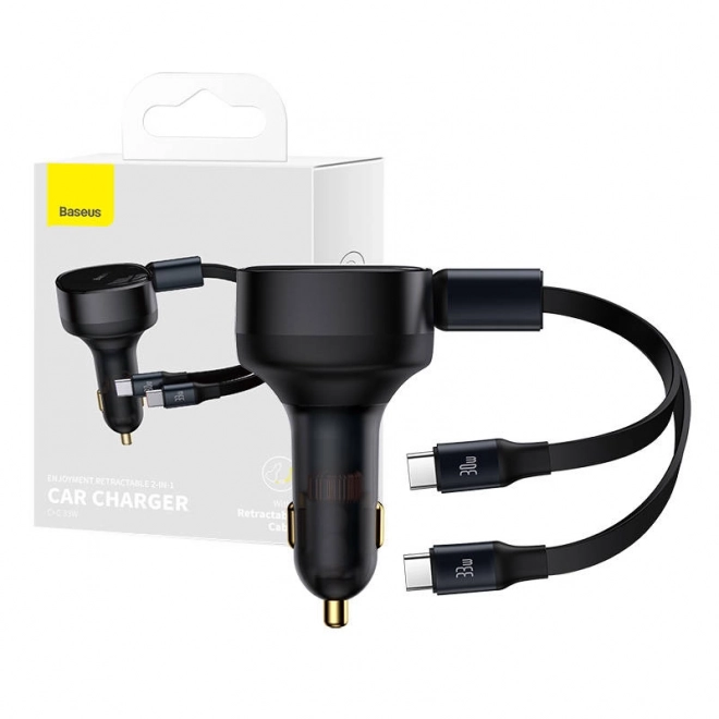 Baseus auto adapter s USB-C kabelom, 33 W