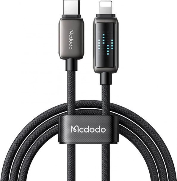 Punjački kabel Mcdodo s USB‑C i Lightning konektorom i LED zaslonom