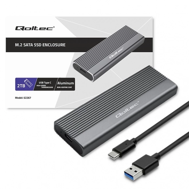 Aluminijski poklopac za disk M.2 SSD SATA NGFF USB-C 2TB Sivi