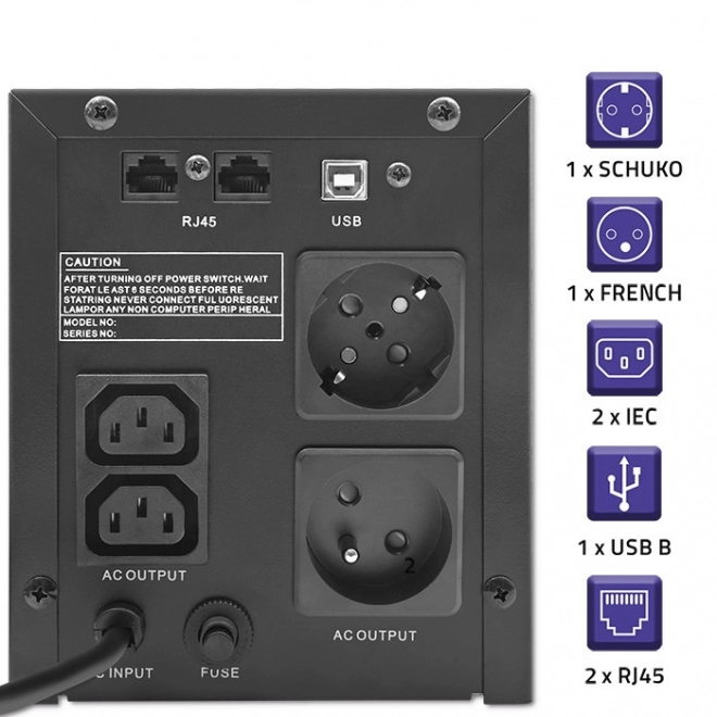 Rezervno napajanje Qoltec UPS 2000VA 1200W s LCD i USB