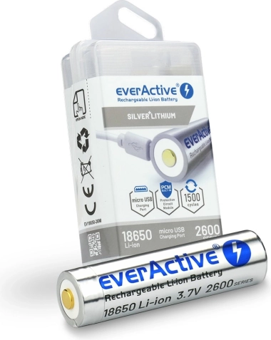 Punjač akumulator 18650 3,7 V Li‑ion 2600 mAh s micro USB EVERACTIVE