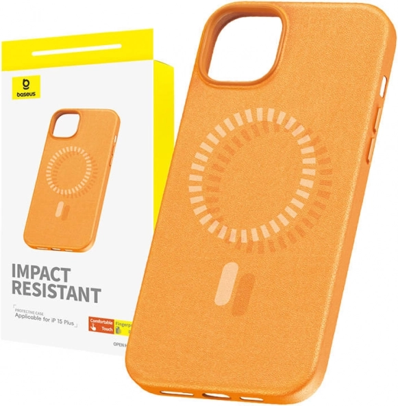 Magnetna futrola BASEUS Fauxther za iPhone 15 Plus (narančasta)