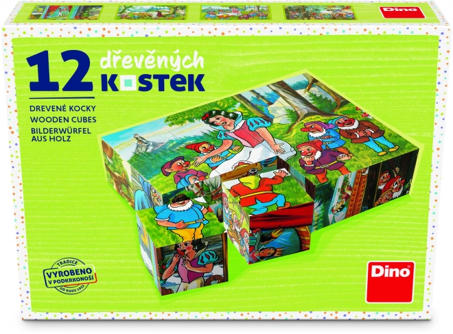 Kocke kubus Snjeguljica drvo 12kom u kutiji 16x12x4cm