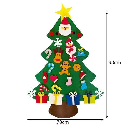 DIY filc božićno drvce s ukrasima 90 cm