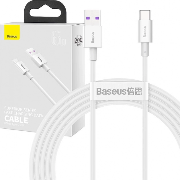 Baseus Superior USB na USB‑C kabel 66 W, 2 m, bijeli