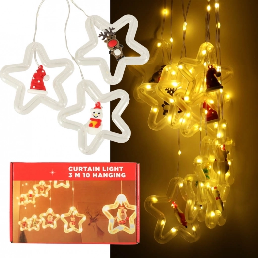 Božićna LED zavjesa 3 m s zvjezdicama 125 LED