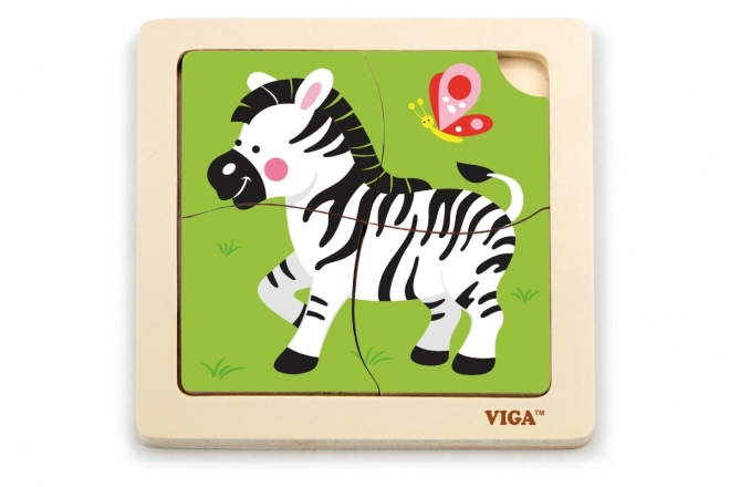 Drvene puzzle 4 dijela - zebra