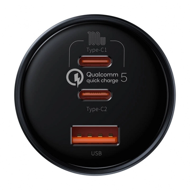 Punjač za auto Baseus Qualcomm, USB, 2x USB-C, 160 W (siva)