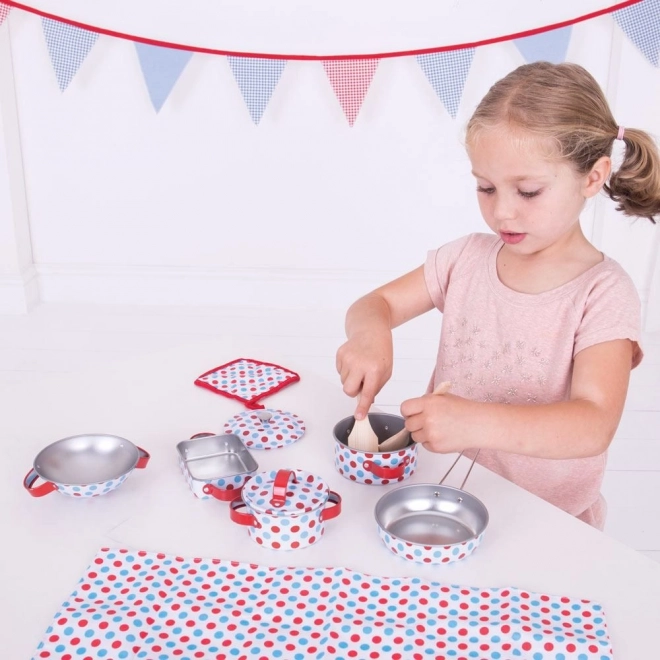 Bigjigs Toys Sada posuđa s točkicama