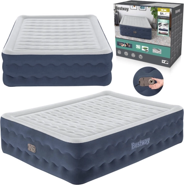 Bestway na napuhavanje madrac Queen Tritech s ugrađenom pumpom 203 × 152 × 51 cm