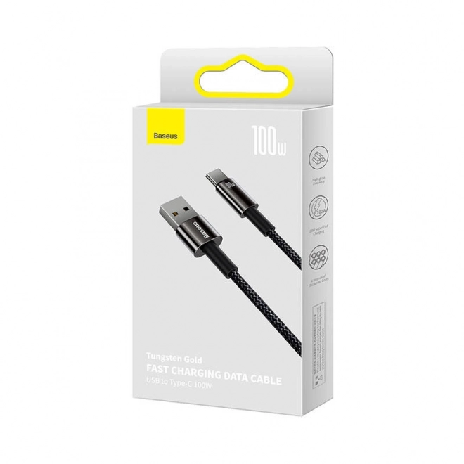 Kabel Baseus Tungsten Gold USB na USB-C, 100 W, 2 m crni