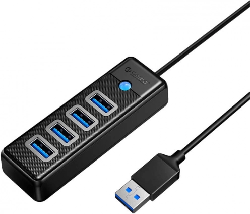 Orico USB hub 4× USB 3.0, 5 Gbps, kabel 0,15 m, crni