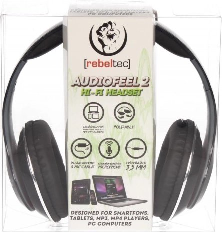 Stereo slušalice s mikrofonom AUDIOFEEL2 Black, 4-pinski 3,5 mm priključak