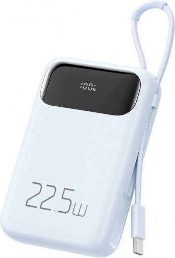 Power banka Mcdodo 10000 mAh s LCD‑om i ugrađenim USB‑C kabelom, 22,5 W, plava