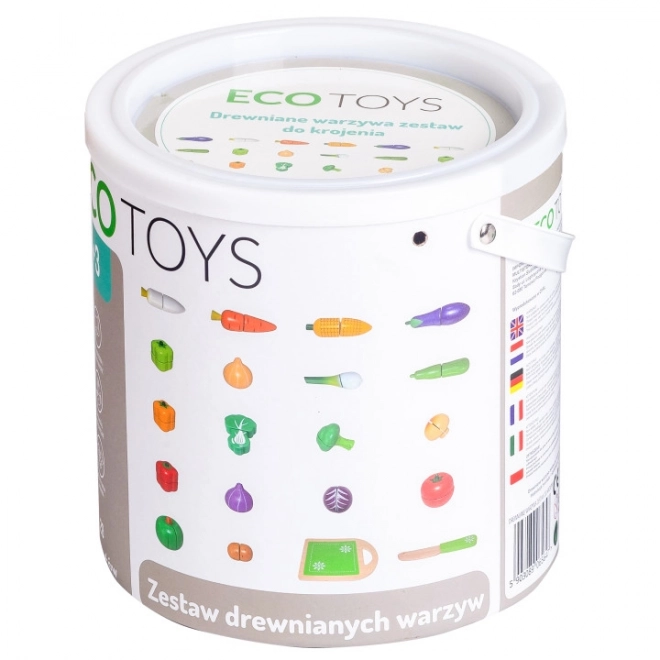 Drvena povrće za rezanje 20 kom Ecotoys