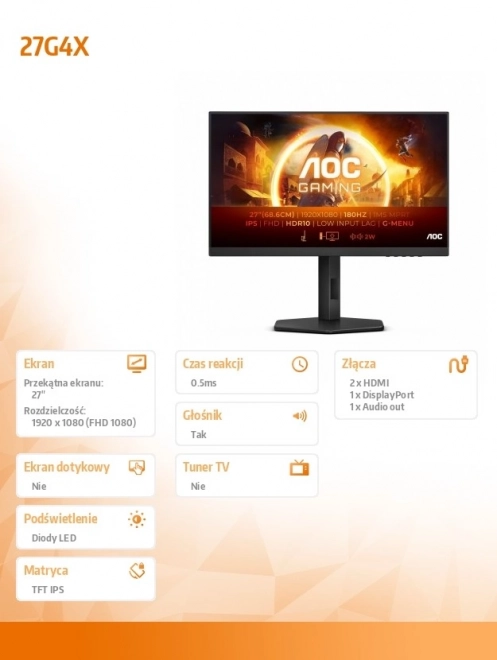 Gaming monitor 27 inča IPS 180Hz s HDMI i pivotom