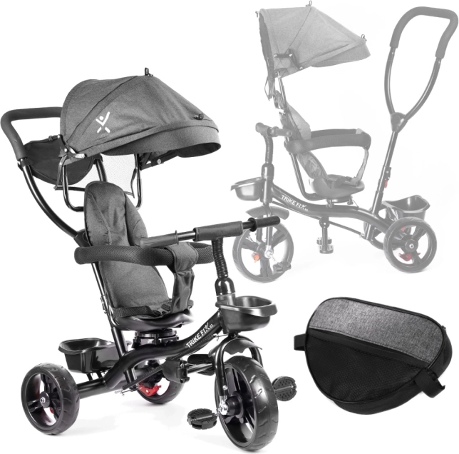 Trokolica Trike Fix Lite 3u1 s okretnim sjedalom 360 i slobodnim hodom – Siva
