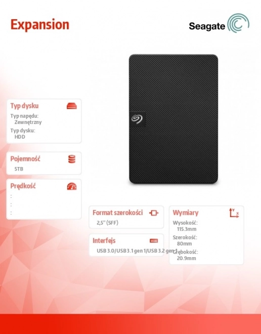 Vanjski disk Seagate Expansion 5TB crni