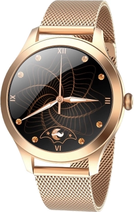 smartwatch fit fw42 zlatni ženski pametni sat s metalnim milanskim remenom