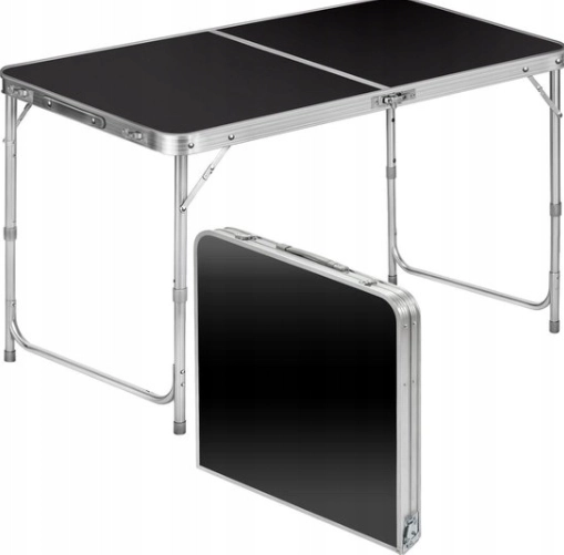 Sklopivi kamping stol s podesivom visinom 120x60 cm crni