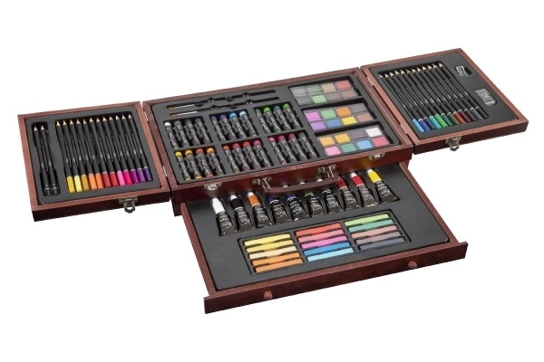 Set za slikanje - Art box kreativni set od 103 komada u drvenom kovčegu u kutiji 39x27x9 cm
