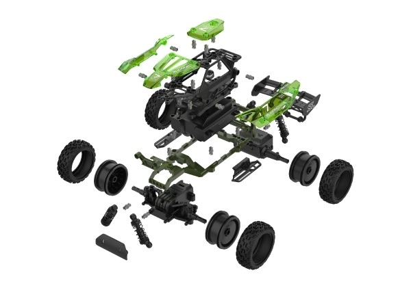 Auto RC buggy plast 22cm komplet za izgradnju 24MHz na baterije zelene u kutiji 34x25x7cm