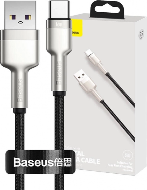 Podatkovni kabel BASEUS Cafule USB‑A – USB‑C 66 W, 0,25 m, crni