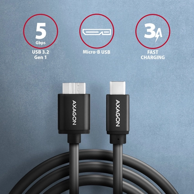 Micro-B USB na USB-C 3.2 Gen 1 1m 3A ALU PVC kabel