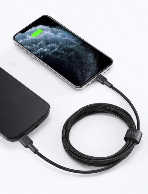 Crni najlonski kabel Lightning-USB C 2m